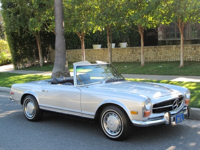 1971 Mercedes Benz 280SL Silver with Navy Blue Interior and Top 