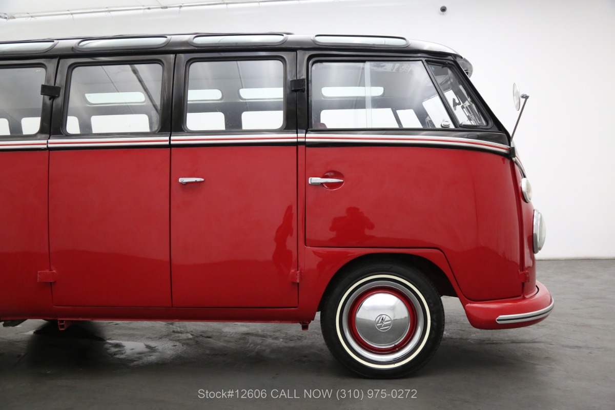 Vintage 1965 VW 23-Window Samba Bus Red color