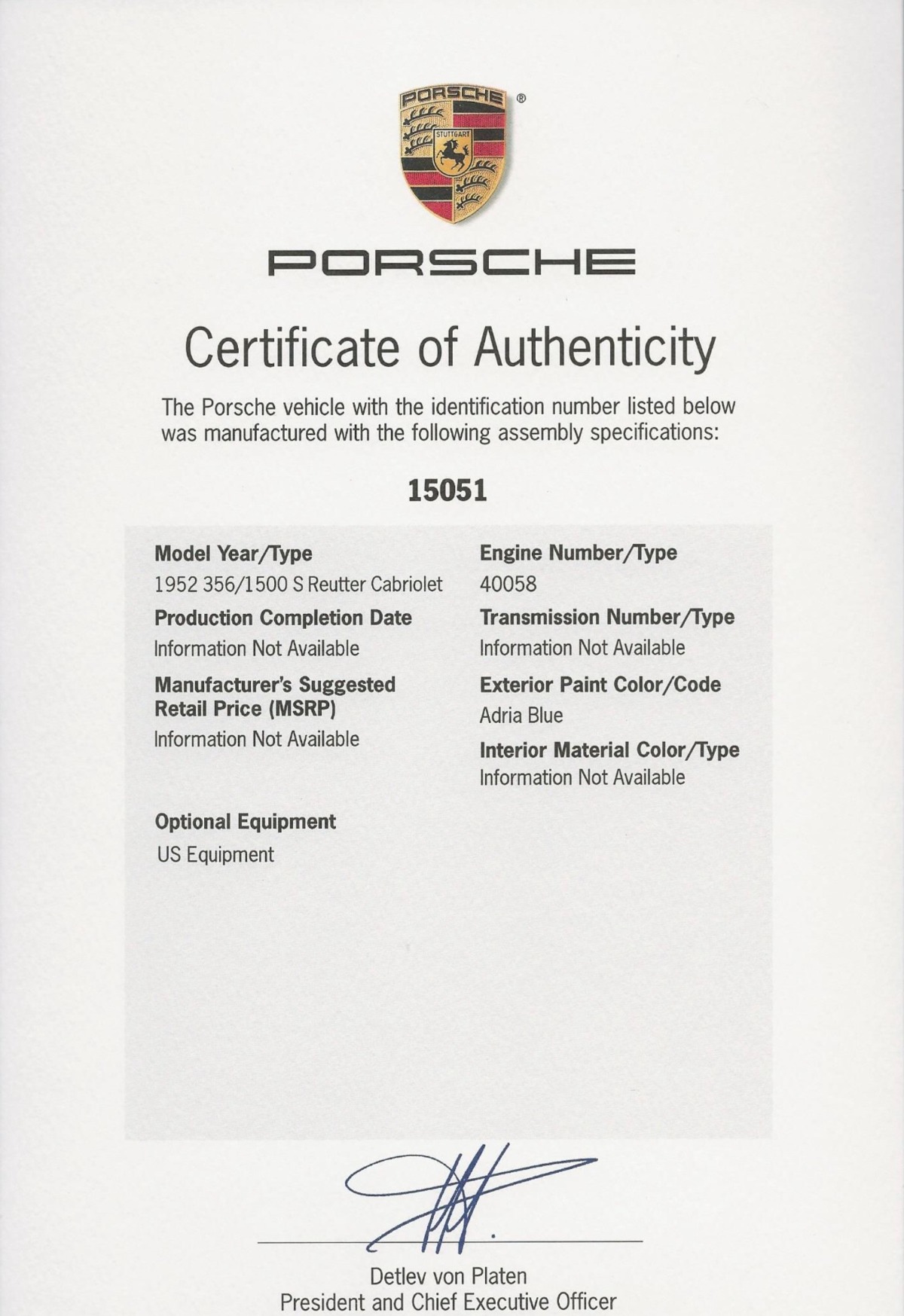 Used 1952 Porsche 356 Pre-A 1500S Reutter Cabriolet | St. Petersburg, FL