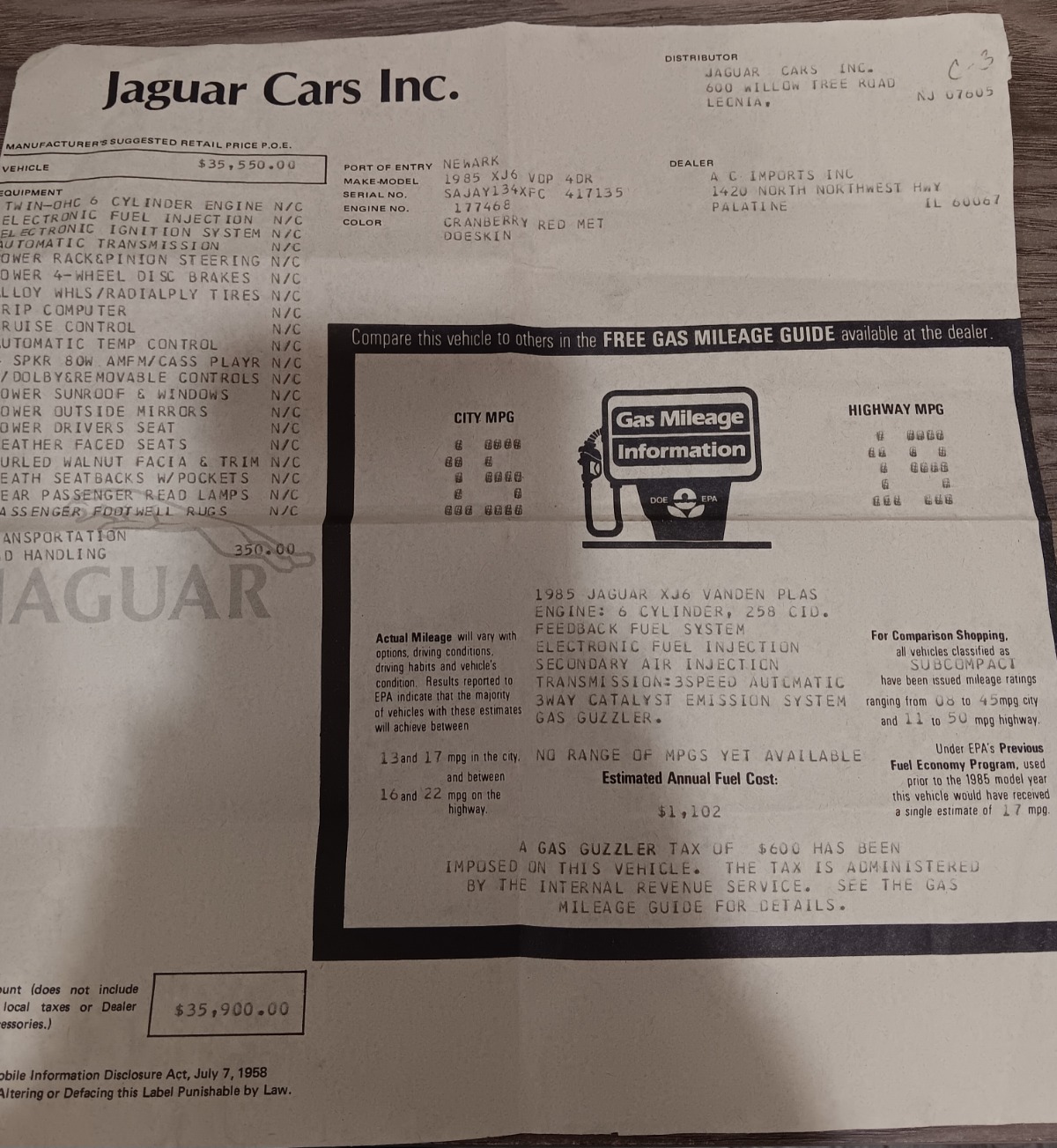 Used 1985 Jaguar XJ6 Vanden Plas | Los Angeles, CA