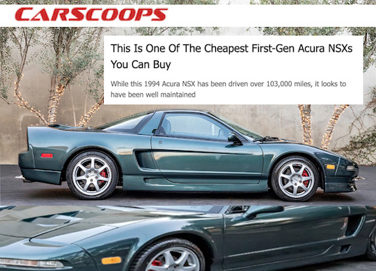 Cheapest First-Gen Acura NSX You Can Buy