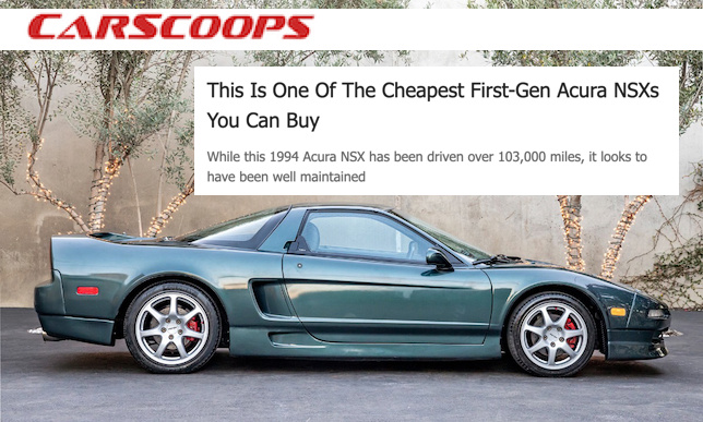 Cheapest First-Gen Acura NSX You Can Buy